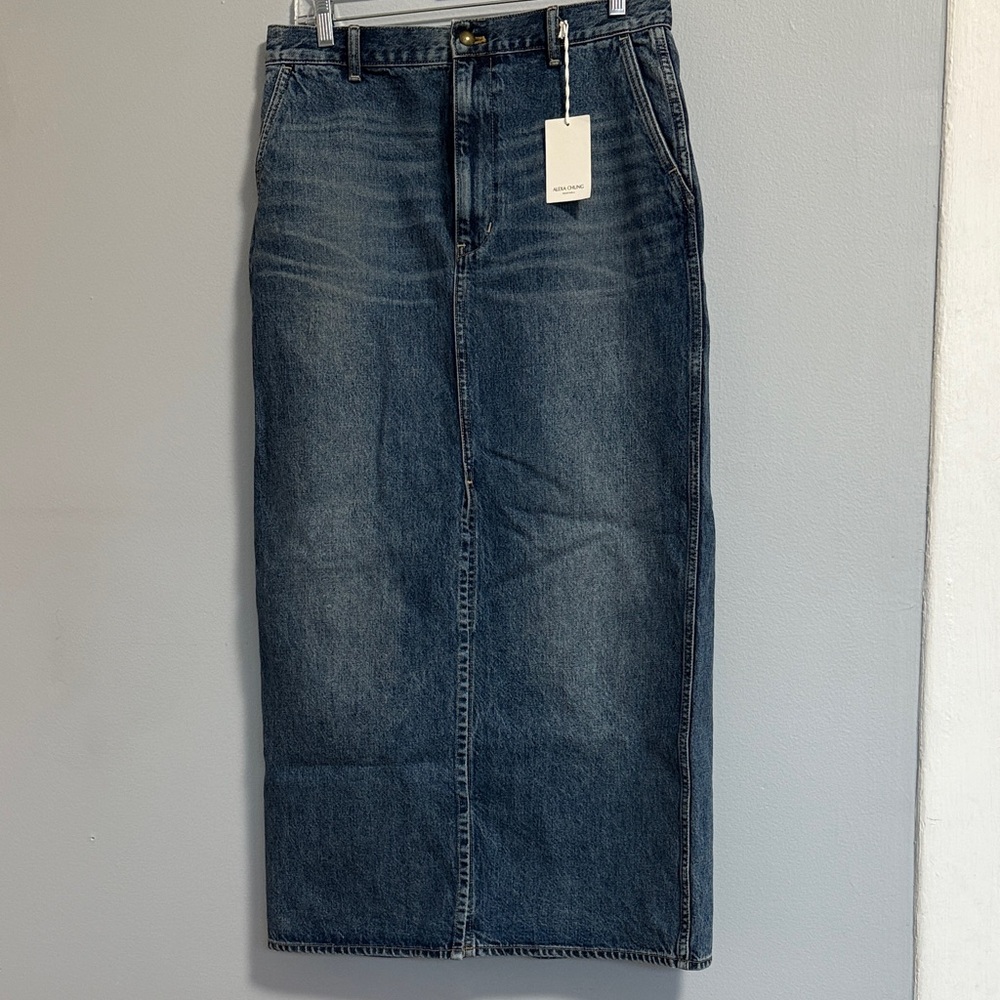 Elegant Blue Denim Maxi Skirt